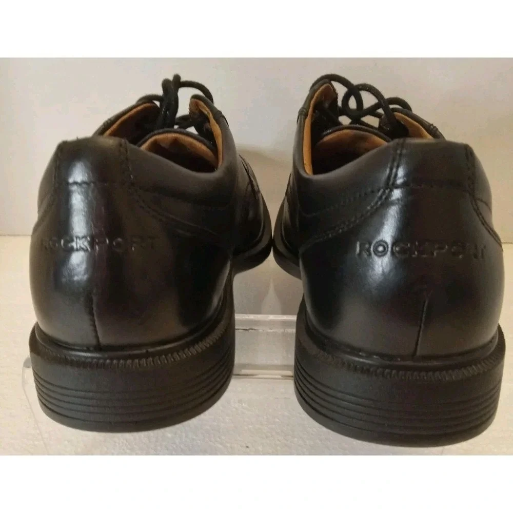 Rockport Men Black Leather Essential Details Apron Toe Oxford Shoes 9 N